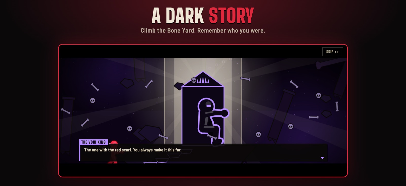 Bone Yard gameplay: A dark story. Climb the Bone Yard. Remember who you were.